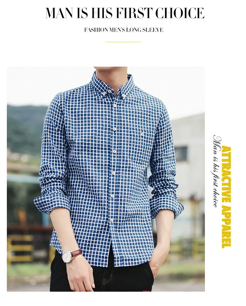 5XL Plaid shirts men clothing Autumn Spring Cotton long sleeve Top quality male shirts dress Brand Muls Plus size 2017 New DJ359-6