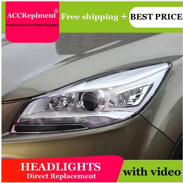 Б/у 80% новый частично поврежденный для Ford Escape head светильник s 2013-2015 светодиодный