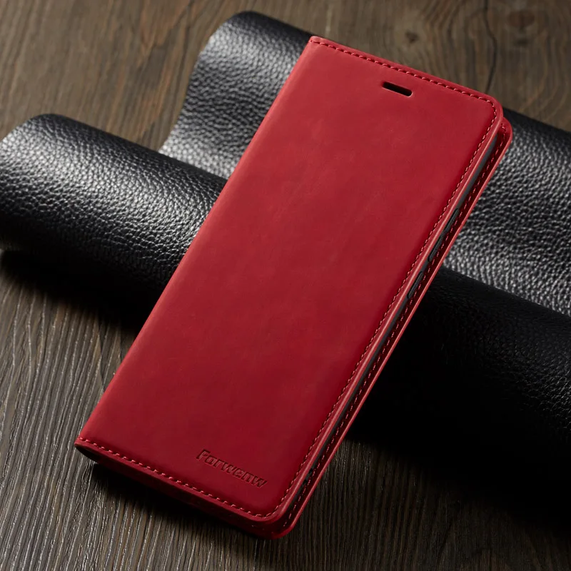 Роскошный кожаный чехол-книжка для samsung Galaxy S10, S9, S8 Plus, S10e, Note 9, A6, A7, A8,, J4, J6 Plus, Магнитный чехол-книжка - Цвет: Red