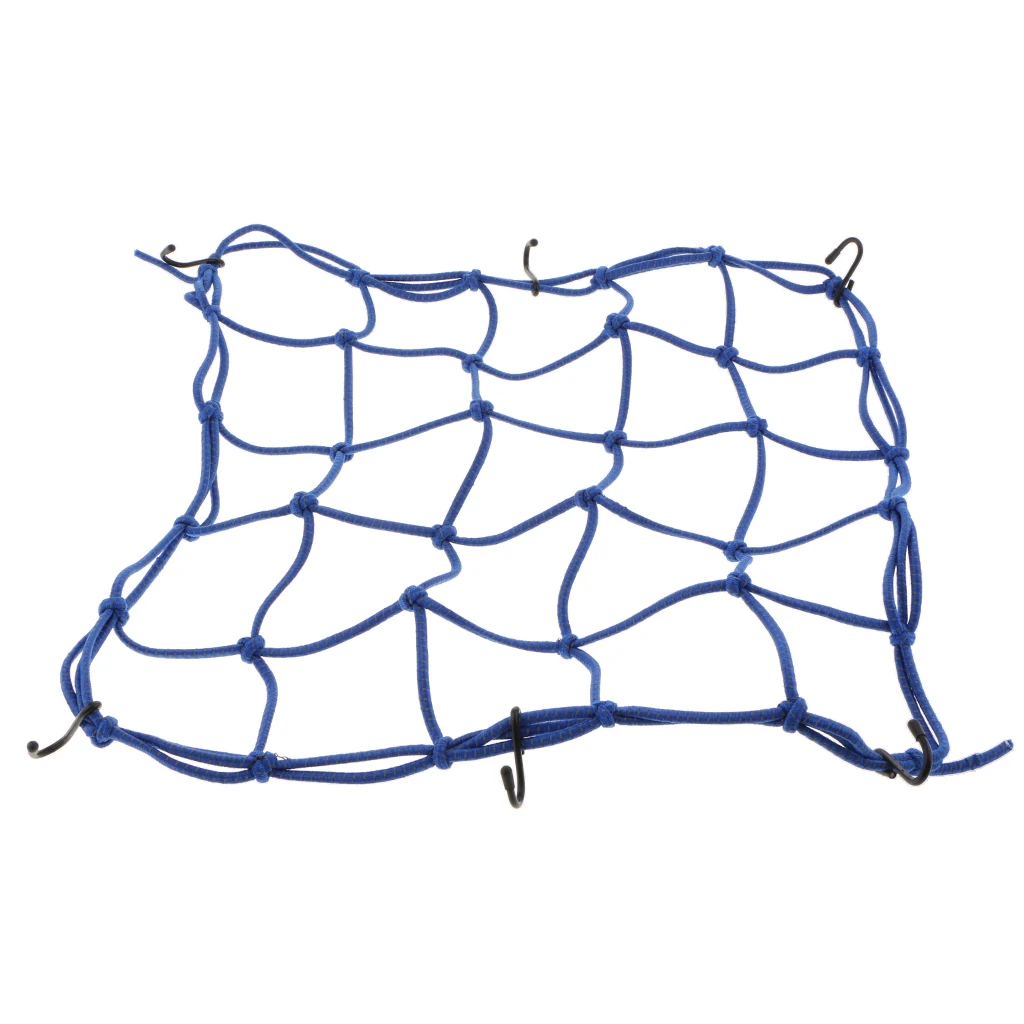 40x40cm Elasticated Bungee Cargo Luggage Package Net with 6 Hooks for Rear Motorcycle Bicycle Bag Basket Motorbike Accessory 
