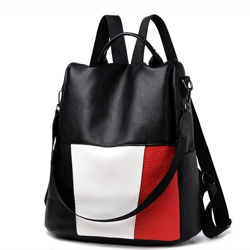 Элегантный стиль, женский рюкзак, пэчворк, панельная цветная сумка через плечо из искусственной кожи для девочек, женский рюкзак, рюкзак для путешествий, многофункциональный