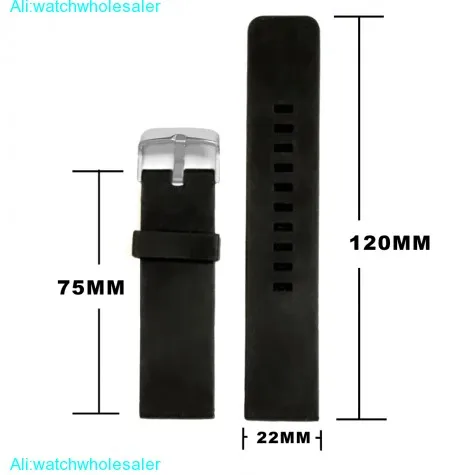 22mm Black Color Silicone Jelly Rubber Men Lady Watch Band Straps WB1081A22JB