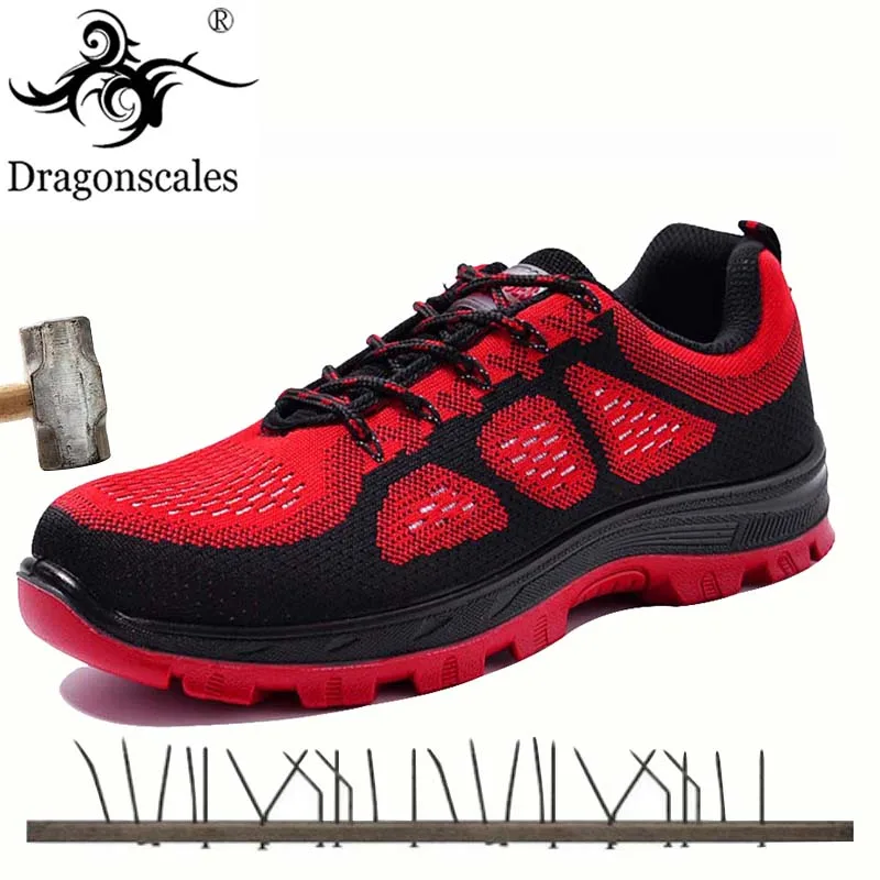 

2019 Fashion Men Safety Shoes Breathable Indestructible Flying Woven Anti-smashing Steel Toe Caps Anti-piercing Mens Work Boots