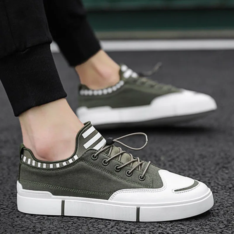 

AGUTZM Men Canvas Shoes 2019 Fashion Solid Color Men Vulcanized Shoes Lace-up White Casual Shoes Men Sneakers Z55