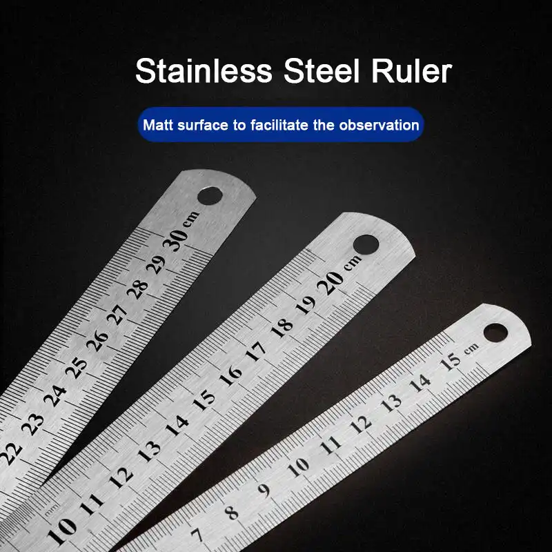 prettygood7 Stainless Steel Metal Straight Ruler Double Sided Measuring Too