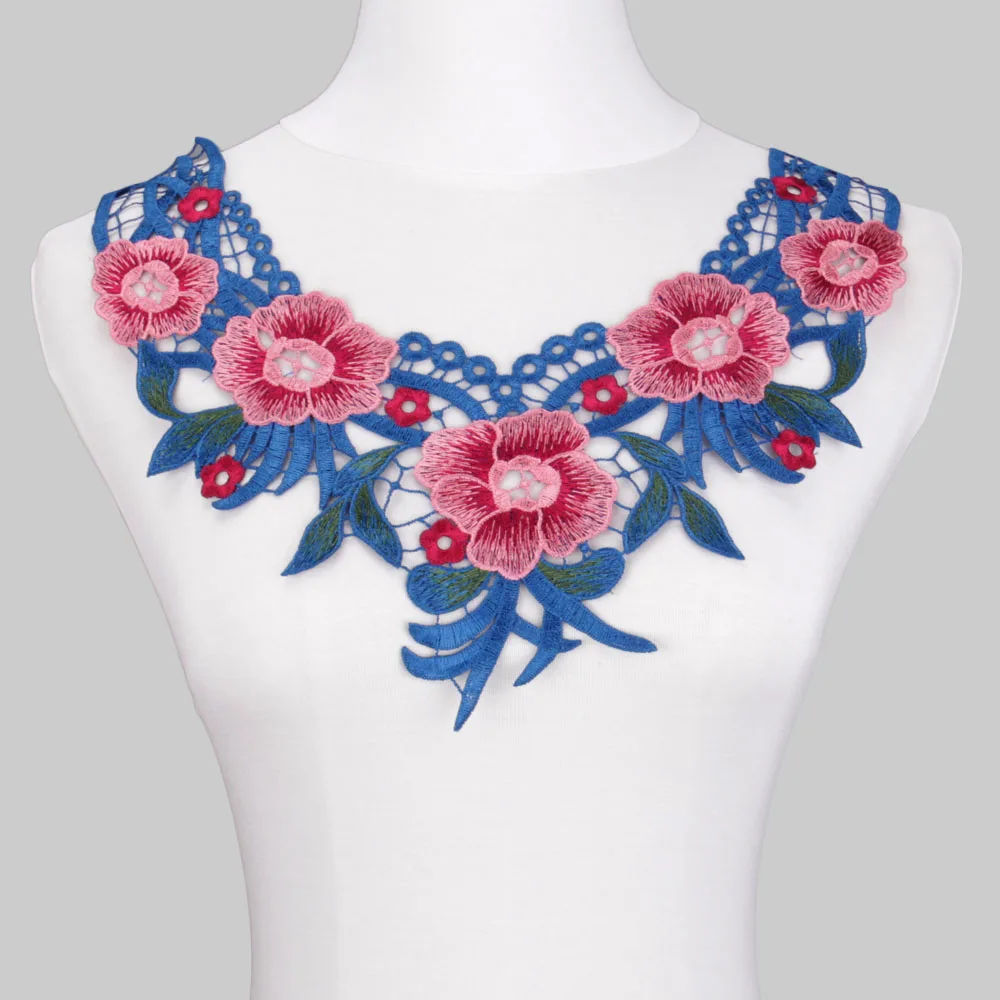 Buy 1pc Beautiful Flower Embroidered Lace Neckline