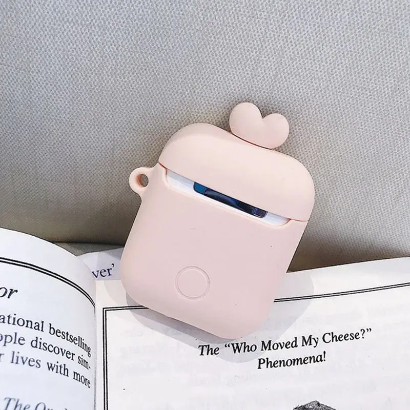 Силиконовый чехол с милым мультяшным сердцем для Apple Airpods защитный Bluetooth