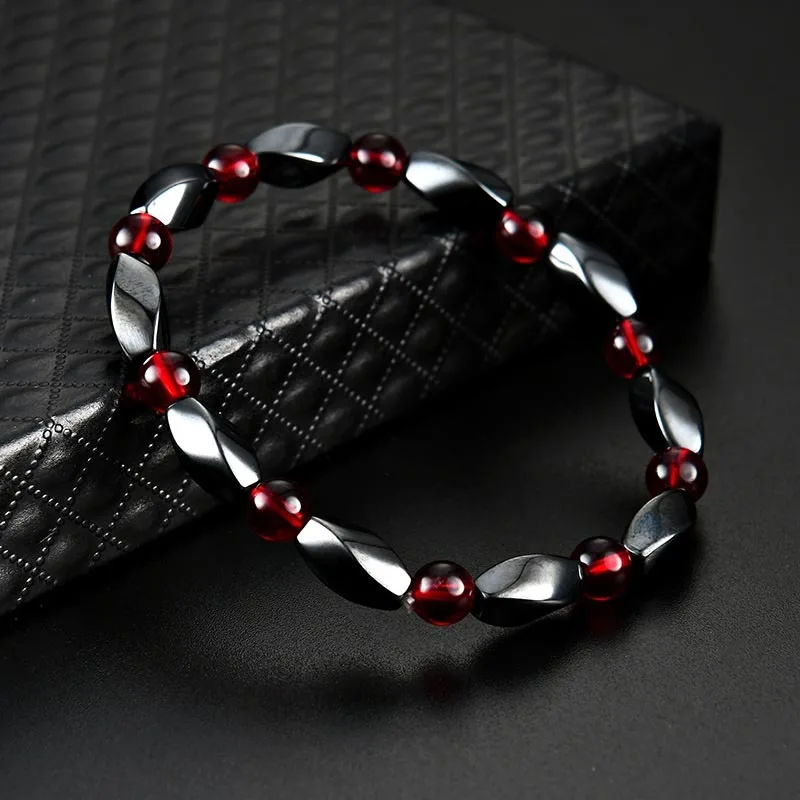 

KLEEDERWeight Loss Stone Magnetic Therapy Slimming Bracelet Women Fashion Decoration Healthcare Hematite Stretch Beaded Bracelet