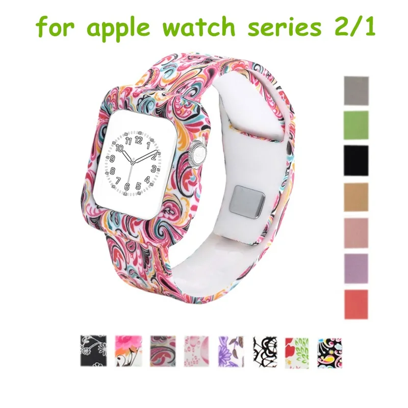 Bemorcabo часы с силиконовым ремешком с защитным чехлом для iwatch 1 2 3 серии 38 мм 42 мм ремешки для часов браслет для часов - Цвет ремешка: Indian Flower
