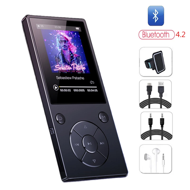 New Bluetooth4.2 MP3 Player 16GB speaker With 2.4 Inch Screen & FM Radio E-Book Sport speaker mic Music Player SD Up To 128GB