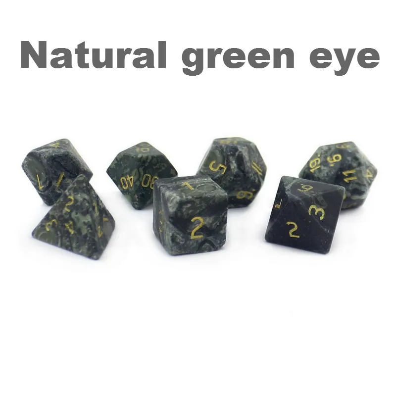 

7Pcs / Set Dragon & Dungeon D20 System Natural Green Stone Multi-faceted Digital Dice
