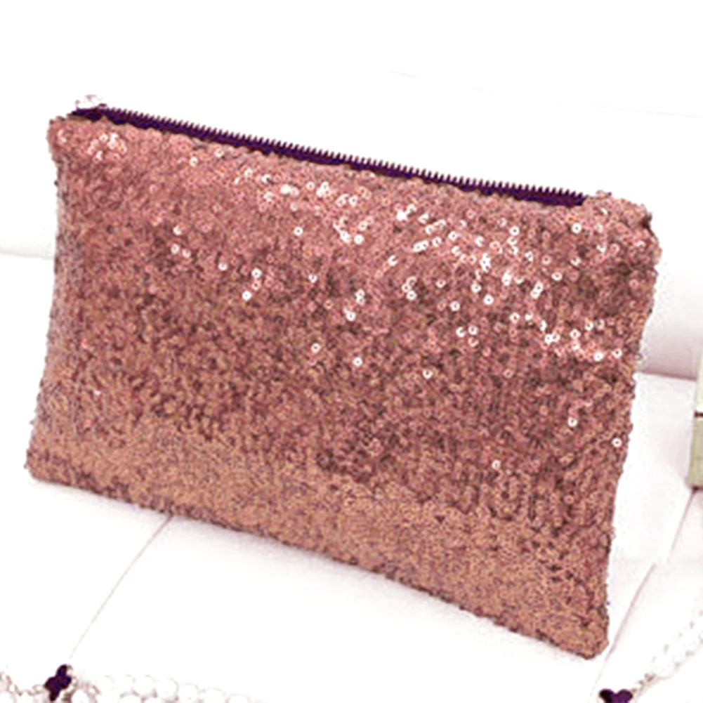 Women Fashion Clutch Bag Luxury Glitter Zipper Banquet Solid Mini Bling Sequins Classic All Match Evening Party Wallet Purse