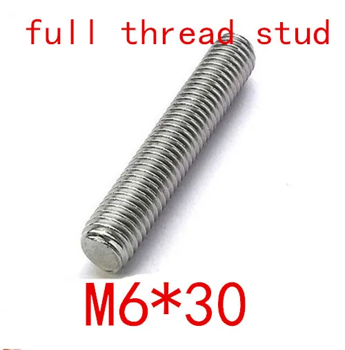 50pcs/lot M6*30 M6 Stainless Steel Threaded Bar / Threaded Rod / m6*30