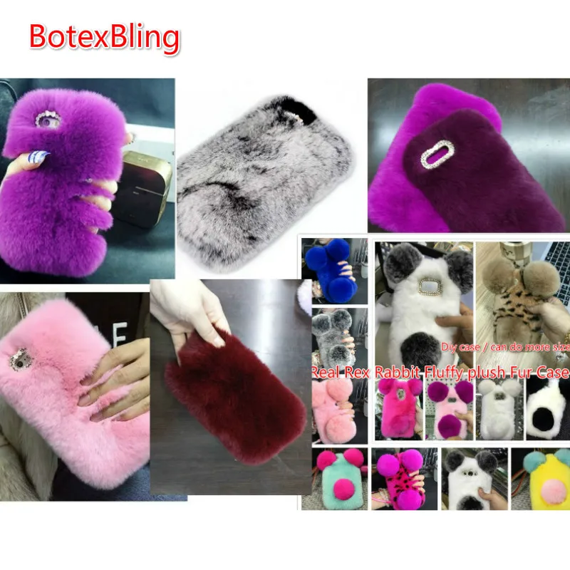 

Botexbling Cute PANDA Rex Rabbit fur case For huawei p8 lite P9 lite P9plus cover fluffy plush p8lite p9lite p10 lite nova warm