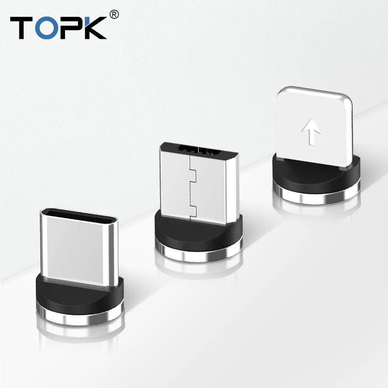 TOPK Магнитный штекер Micro USB/Тип C/8 штырьковыми разъемами USB вилка американского стандарта(только в том случае, магнитный штекер