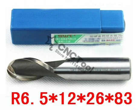 

Free shipping 2PCS R6.5 high speed steel ball end milling cutter, straight shank white steel cutter, R alloy milling cutter