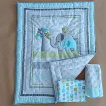 Комплект детского постельного белья из 3 предметов, Хлопковое одеяло, простыня и юбка для детской кроватки с милым мультяшным рисунком для мальчиков и девочек