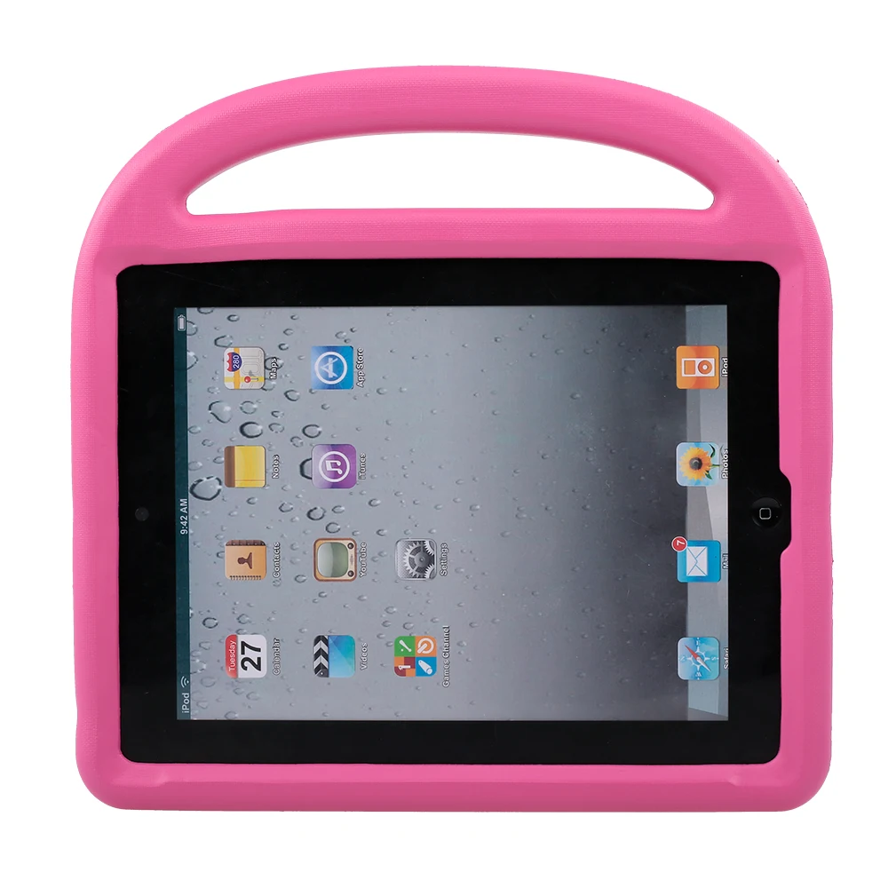 

Protective EVA Case for iPad 2/3/4 Silicone Shockproof Handle Case Screen Protector for Kids (Pink)