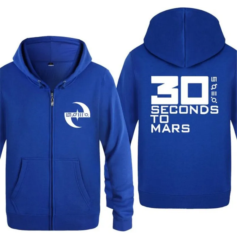Mens Hoodies Rock 30STM 30 Seconds To Mars Logo Zipper Hoodie Men Hip Hop Fleece Long Sleeve Jacket Coat Winter Men's Sweatshirt | Мужская
