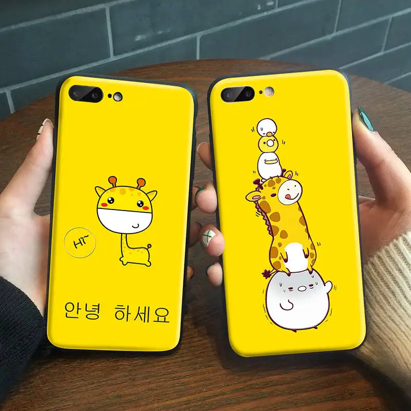 Cute Cartoon Giraffe Phone Case For iPhone 6 6S 7 8 Plus XS Max XR X 5 5S SE Shockproof Soft TPU Protective Back Cover | Мобильные