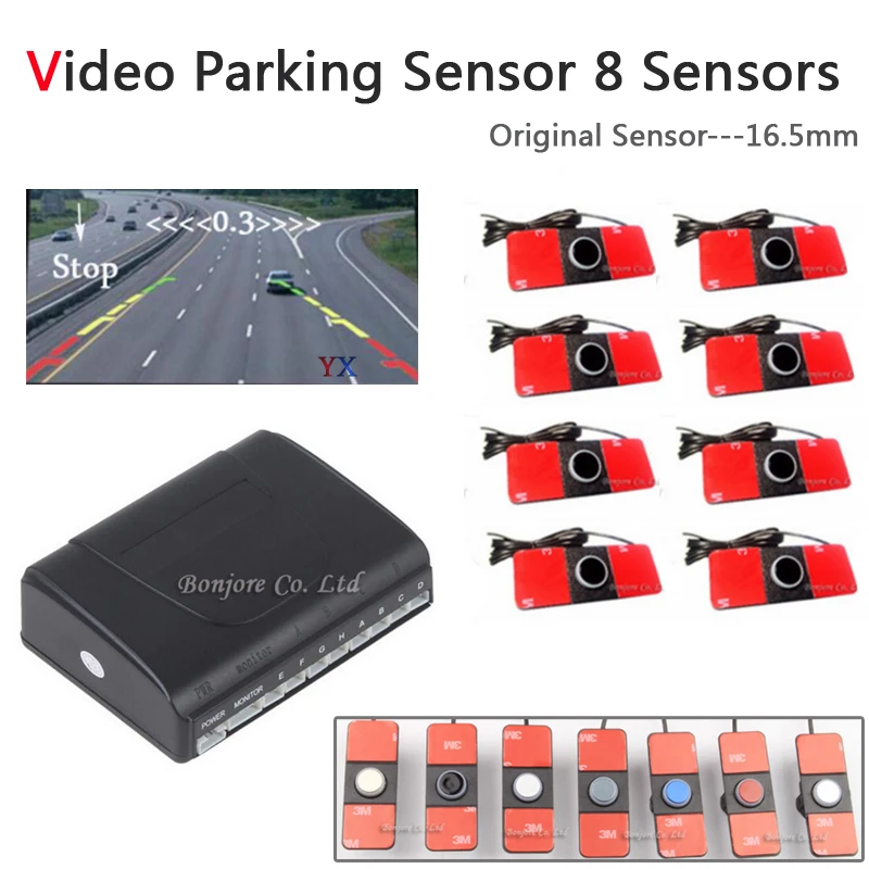 Car Parking Sensors 8 Radars Original 16.5mm Video Parking System Alarm Speaker Parking Assistance Car Accessories Parktronic 