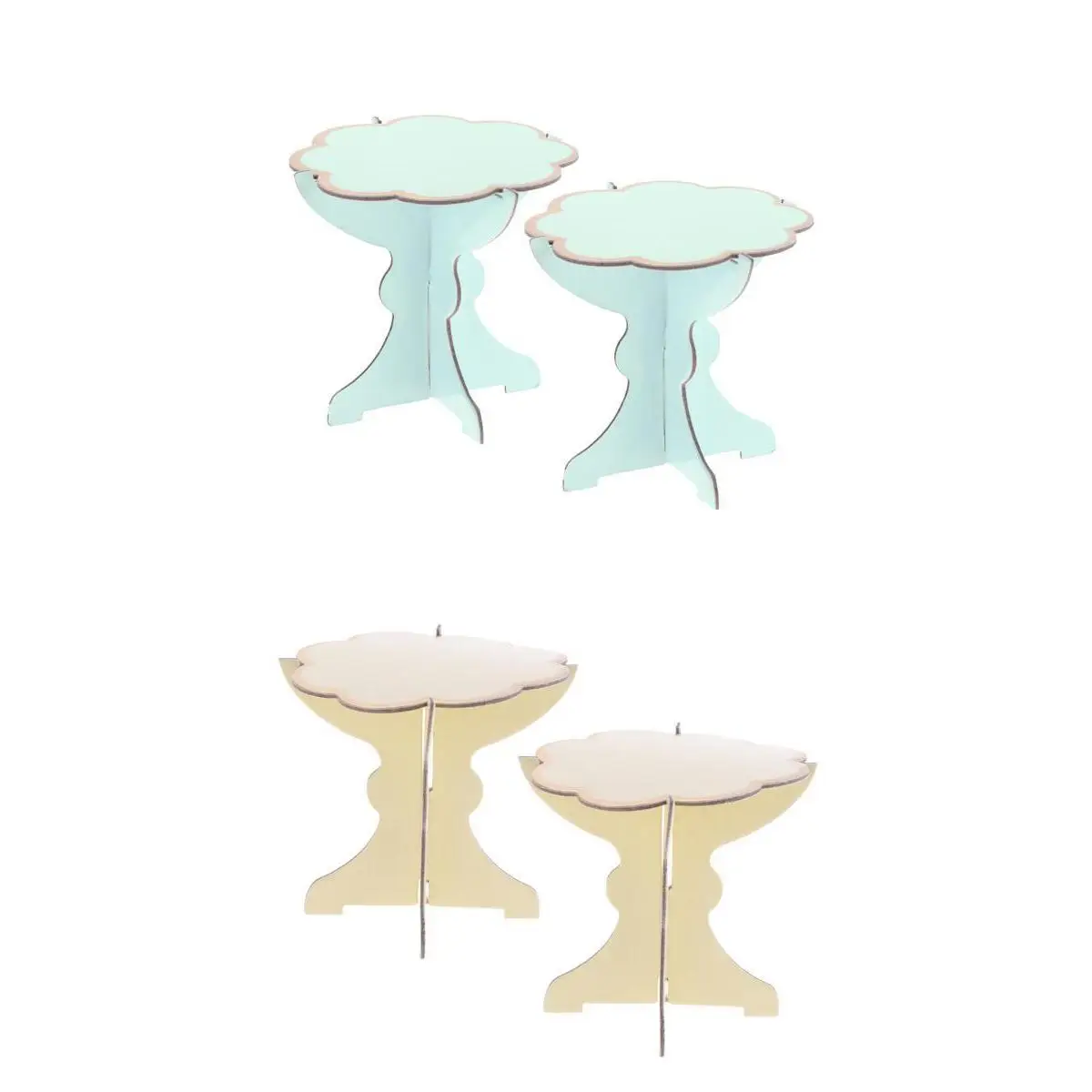 4 Pieces Cupcake Holder Dessert Display Stands Wedding Favors Blue+Yellow