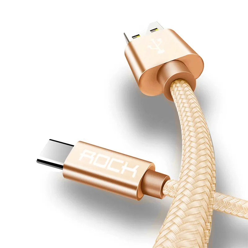 Металлический Плетеный usb type-C кабель для быстрой зарядки USB C кабель для samsung Galaxy S8 Note 8 OnePlus 2 для Xiaomi 4C type-C шнур - Цвет: Gold