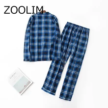 ZOOLIM, осенне-зимняя Пижама, клетчатая, для мужчин, с длинным рукавом, пижама, наборы,, матовый хлопок, пижама, хлопок, Mujer