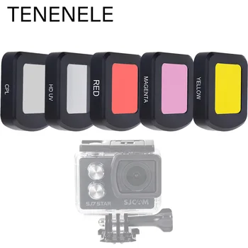 

TENENELE Action Camera Filter on Waterproof Case UV CPL Red Yellow Magenta Filters For Sjcam SJ7 Star Diving Housing Accessories