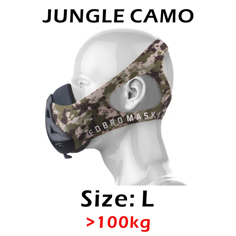 FDBRO Спортивная маска для бега, тренировок, тренажерного зала, тренировок, велоспорта, поднятия, кардио, выносливость, дыхательная, высокая высота, кондиционер, Спортивная маска - Цвет: Jungle Camo L