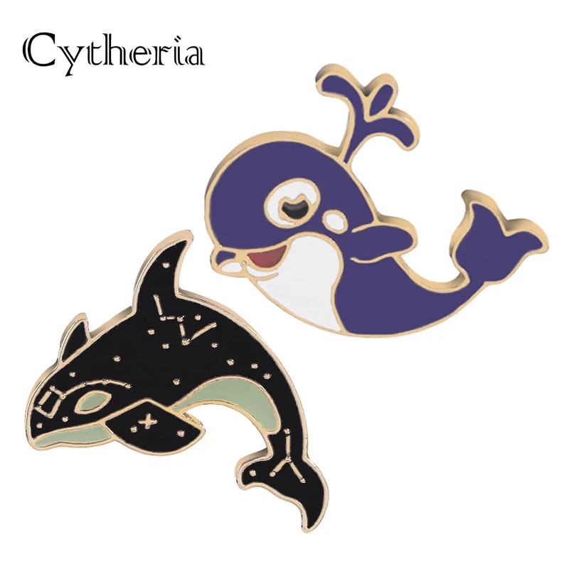 Женская Брошь в виде синего Кита булавка акулы значки наружная Броши рыба на