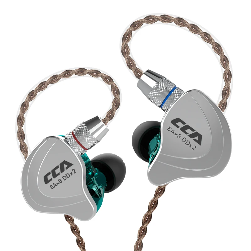 AK Audio CCA C10 4BA+ 1DD 10 мм блок Гибридный 2PIN в ухо наушник HIFI DJ Monito бег спортивные наушники гарнитура вкладыши наушники - Цвет: cyan no mic