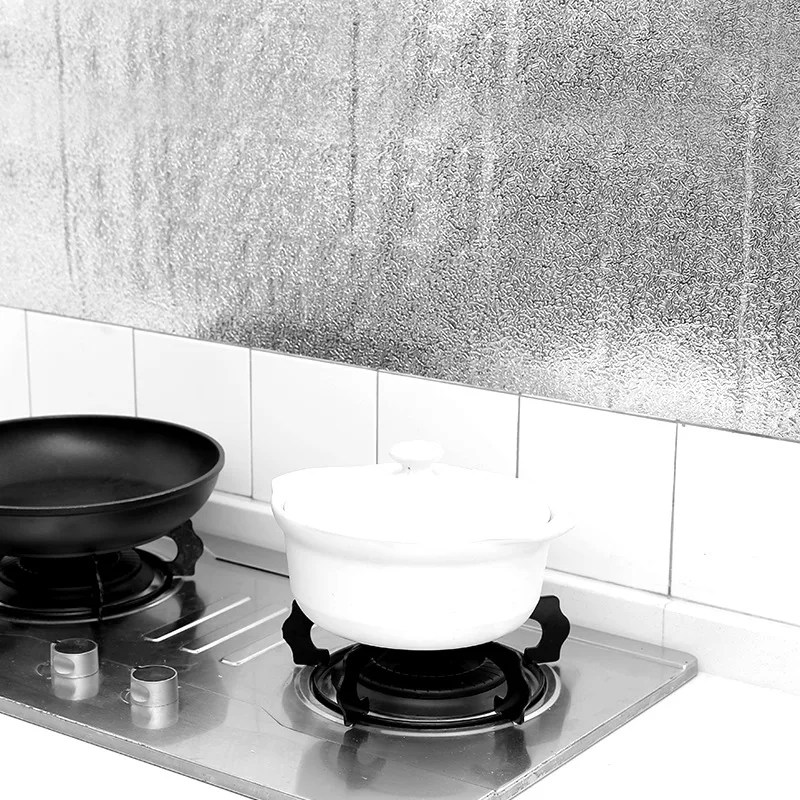 

1pcs Aluminum Oil Proof Sticker Home Kitchen Orange Peel Lines Foil Stove Cabinet Waterproof Stickers Adhesive Wallpapers Foil