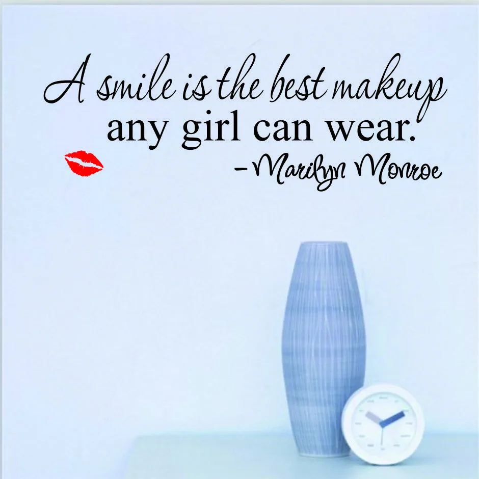 

Free Shipping Smile Makeup Marilyn Monroe Quote Vinyl Art Wall Decal Mural For Home Decoration Decal-lips Y-303