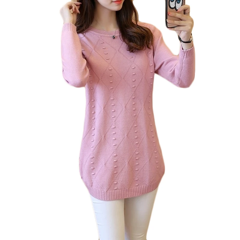 

Spring Autumn New Plus size Sweater Women Long Section Jacquard Self-cultivation Sweaters Women's Casual Pullovers Sweaters a341