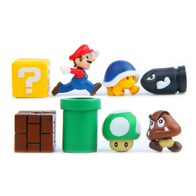 4/8/10 шт. Марио магнит комплекты для холодильника DIY мультипликационный персонаж Комбинации Семья украшения 3D Super Mario магнит на холодильник, производство Китай - Цвет: 8Pcs