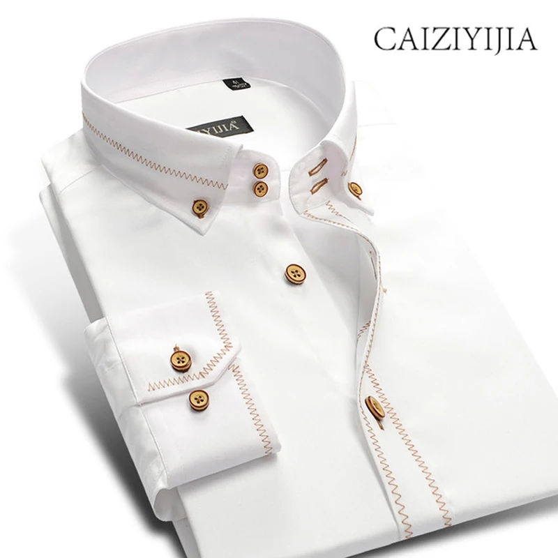 Caiziyijia горячая Распродажа парадная Свадебная рубашка белая мужская рубашка с длинными рукавами хлопок Camisa Masculina брендовая одежда Повседневная рубашка