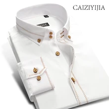 Caiziyijia горячая Распродажа парадная Свадебная рубашка белая мужская рубашка с длинными рукавами хлопок Camisa Masculina брендовая одежда Повседневная рубашка