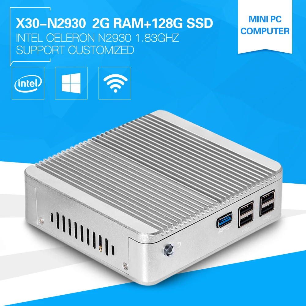 Hot On Sale XCY Mini Computer Powerful CPU Celeron N2930 Quad-core1.83GHZ DDR3 2G RAM 128G SSD Volant PC Windows 8