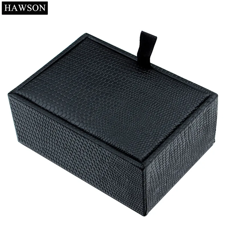 

HAWSON Cuff links Gift Box Black Leather Pattern Box Plastic Jewelry Case