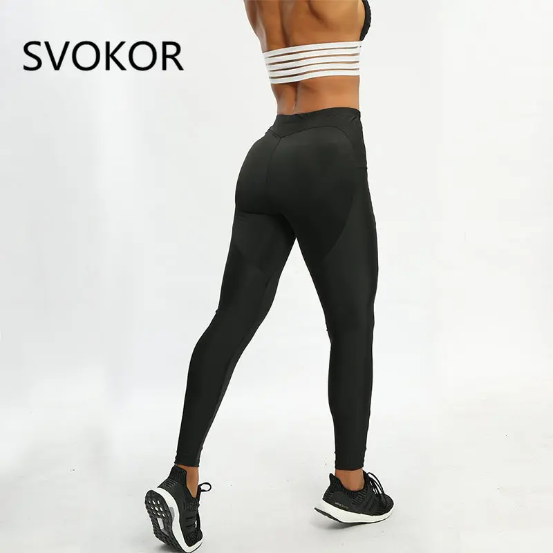 Женские летние леггинсы SVOKOR новинка черные однотонные спортивные штаны в форме