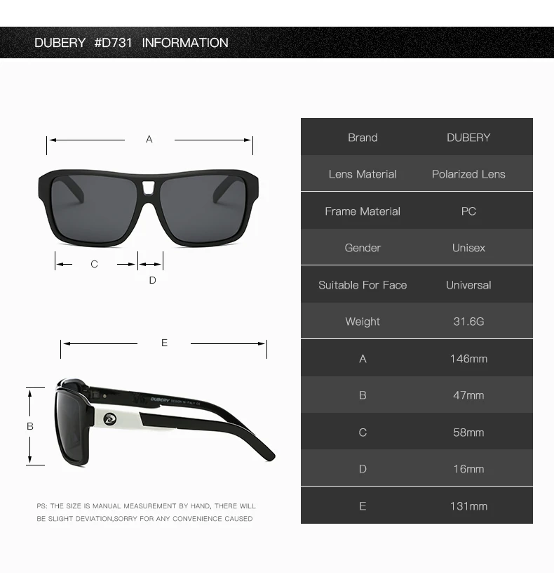 DUBERY Для мужчин Поляризованные солнцезащитные очки-авиаторы вождения солнцезащитные очки для мужчин Спорт Рыбалка Spuare зеркало летние UV400