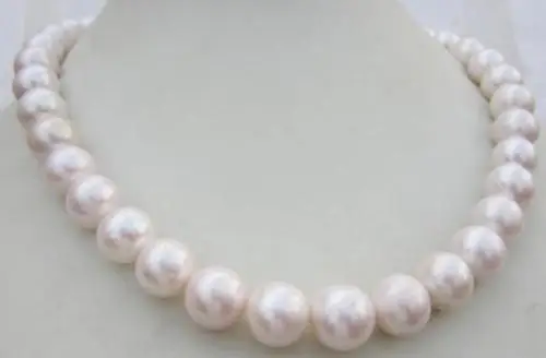 

Free Shipping >>>>>top luster 17"9-10mm Natural real south sea round white pearl necklace 14K gold GH01
