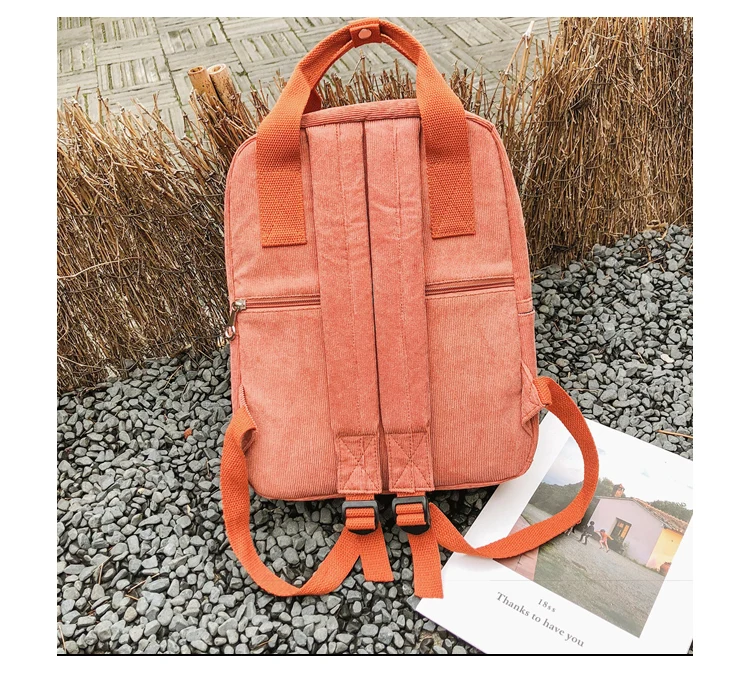Menghuo New Backpack for Women Fur Ball Solid Color Corduroy Backpack for Girls Spring Winter Velvet Travel Bag Mochila Feminina_33-1_25