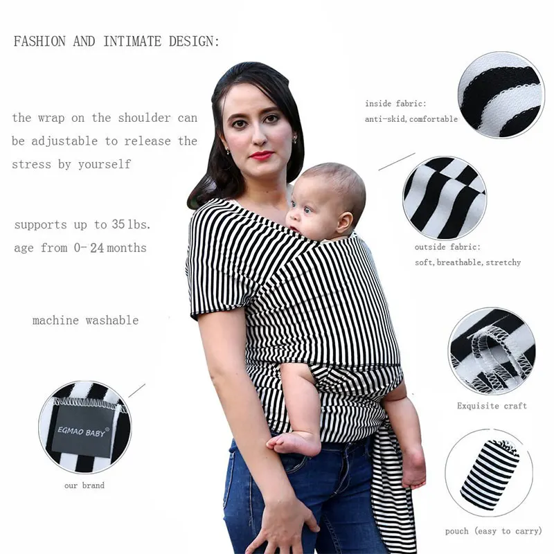 New Baby Sling Baby Carrier Wrap For Newborns Striped Cotton Elasticity Kangaroo Infant Backpack For Toddle & Infants New Baby Sling Baby Carrier Wrap For Newborns Striped Cotton Elasticity Kangaroo Infant Backpack For Toddle & Infants