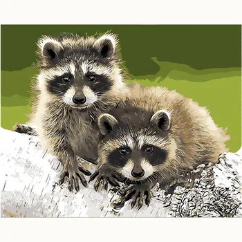 

Raccoon With frame DIY animal Painting By Numbers Canvas Painting Print On Canvas Unique Gift Home Decor Wall Artwork hand paint