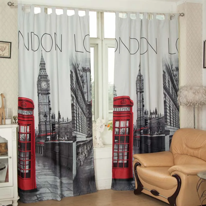 

3d london window curtain for living room blackout curtain bedroom children room para quarto window curtains panel home decor