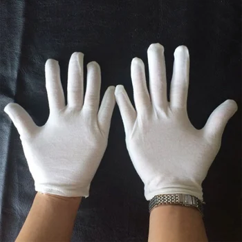 

12 Pairs Elastic Nylon Yarn and Cotton Labor Working Gloves Hand Security Safely Protection Cover White