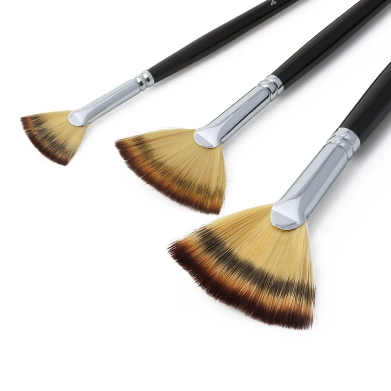 3pcs Oil Acrylic Water Painting Brushes Set Wooden Handle 3Sizes For Artist School Use