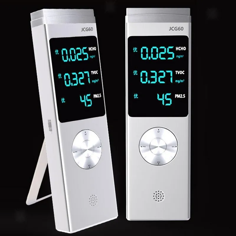 

PM2.5 Formaldehyde Gas Detector TVOC HCHO Meter PM1.0 PM10 Digital Display Digital Display with Alarm USB Rechargeable Detector